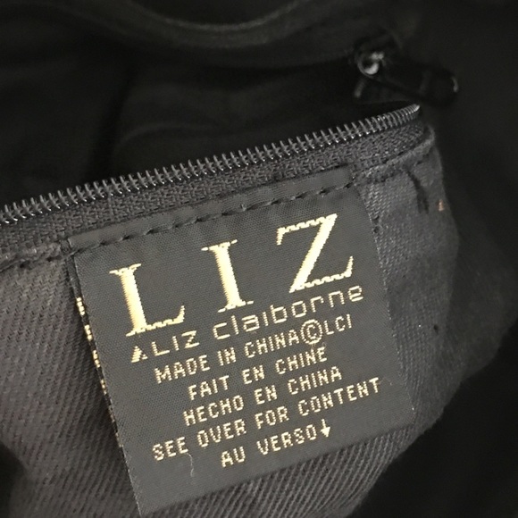 Liz Claiborne Black Laptop Shoulder Tote Bag Up To 14” Lots Of Compartments - Picture 5 of 16